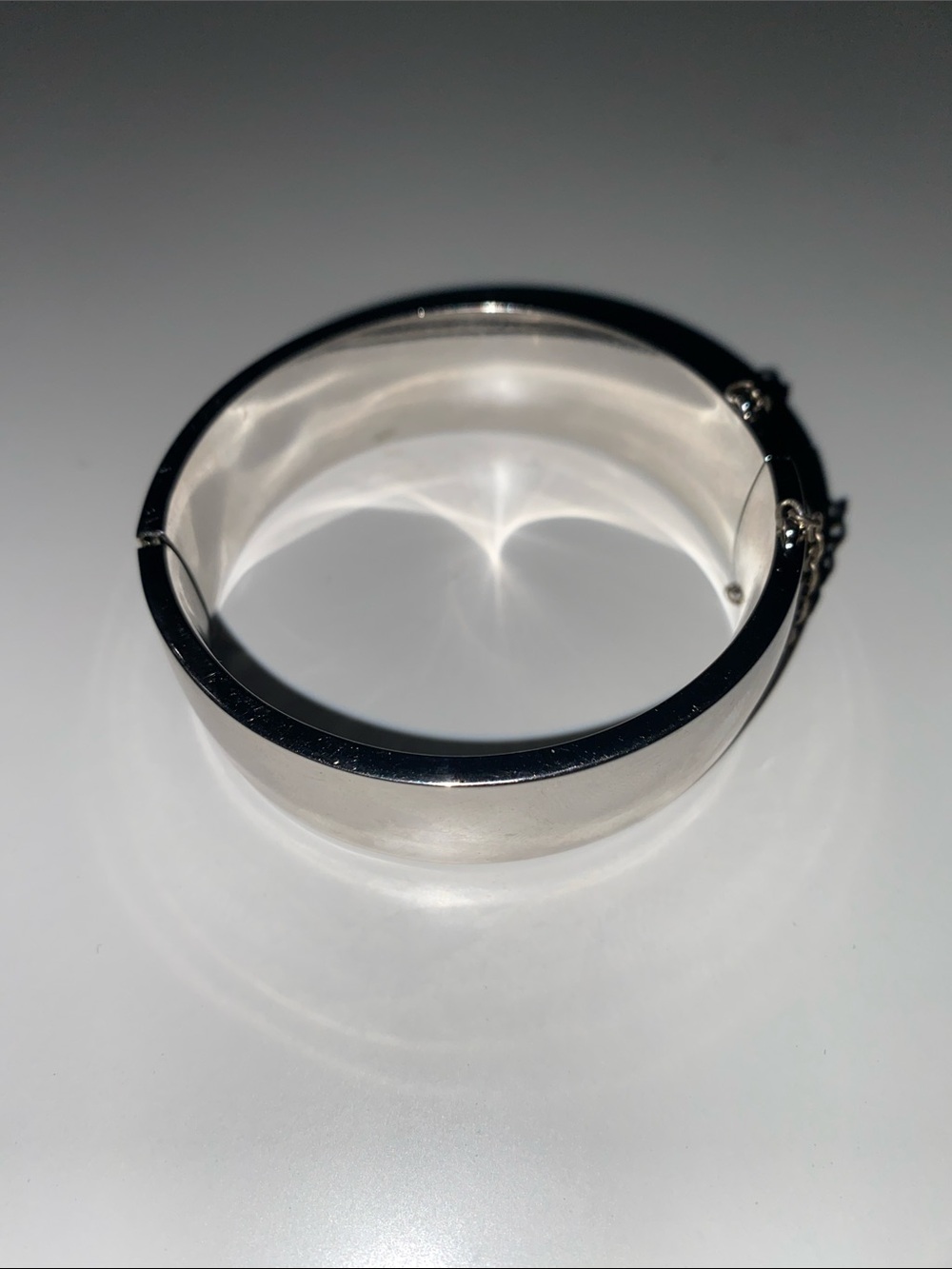 Classic Silver Tone Hinged Bangle Bracelet